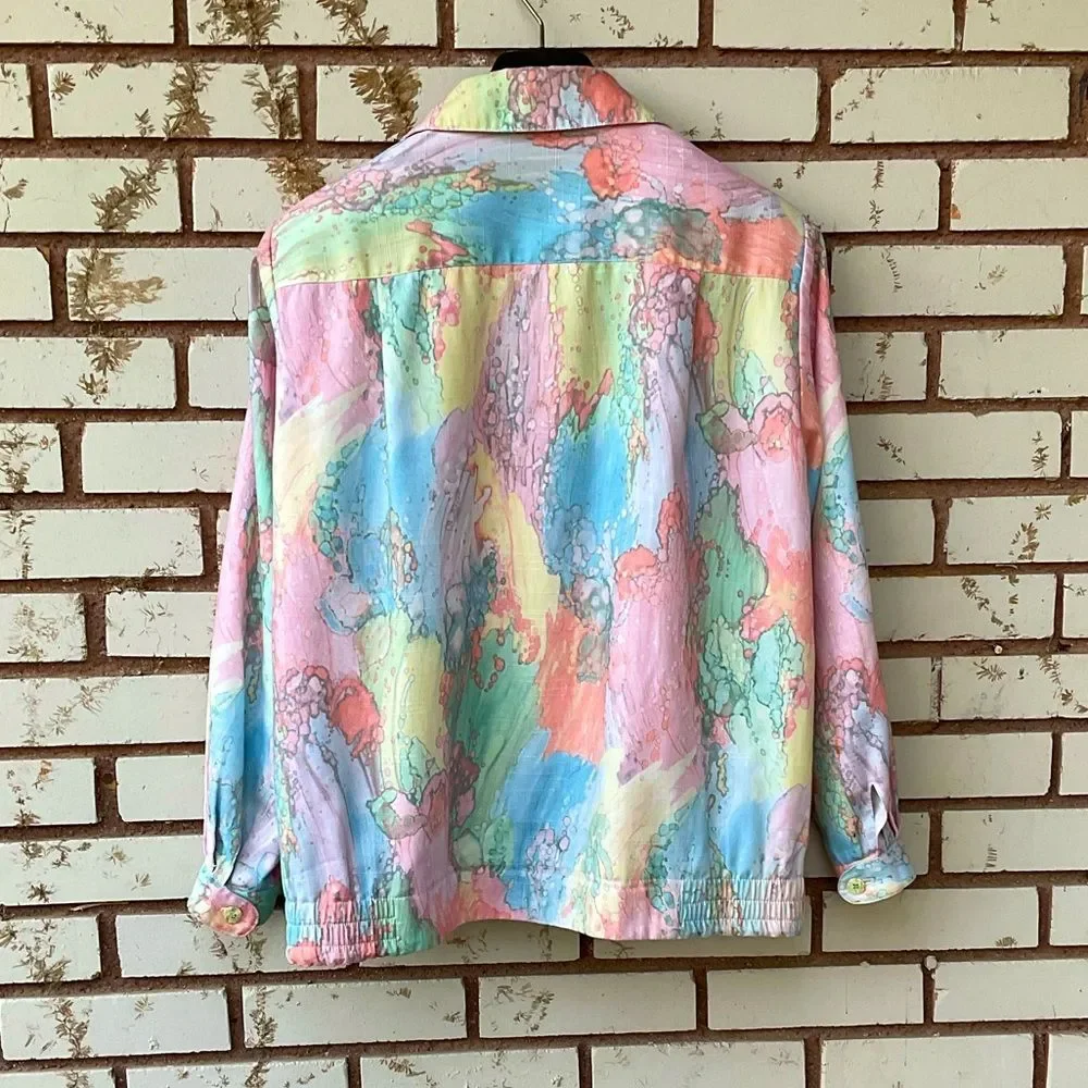 Vintage 80’s Watercolor Pastels Jacket Size Small